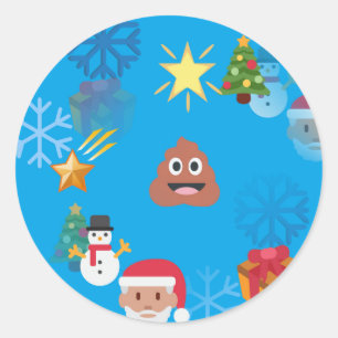Emoji kackte Weihnachten Runder Aufkleber