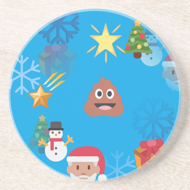 Emoji kackte Weihnachten Sandstein Untersetzer (Vorne)