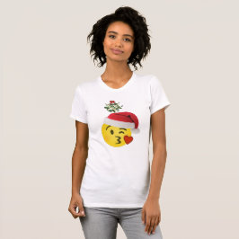 emoji kiss under mistletoe noël tshirt design