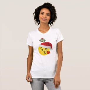 emoji kiss under mistletoe noël tshirt design