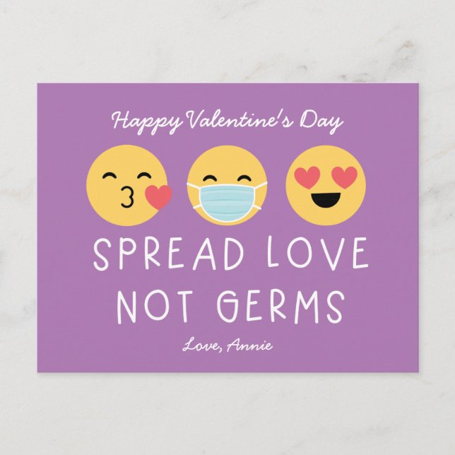 Emoji-Klassenzimmer Valentine - Lila Postkarte (Vorderseite)