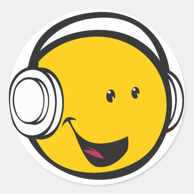 Emoji Kopfhörer-Sticker Runder Aufkleber (Vorderseite)