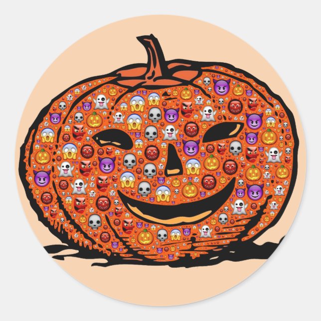 Emoji-Kürbiskleber Runder Aufkleber (Vorderseite)