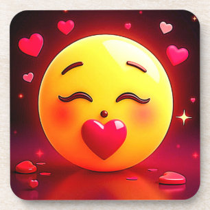 Emoji küssen Herzblasen Getränkeuntersetzer