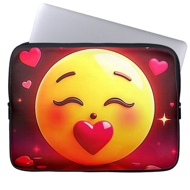 Emoji küssen Herzblasen Laptopschutzhülle (Vorderseite)