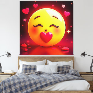 Emoji küssen Herzblasen Leinwanddruck