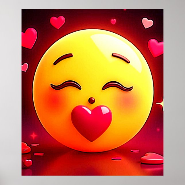 Emoji küssen Herzblasen Poster (Vorne)