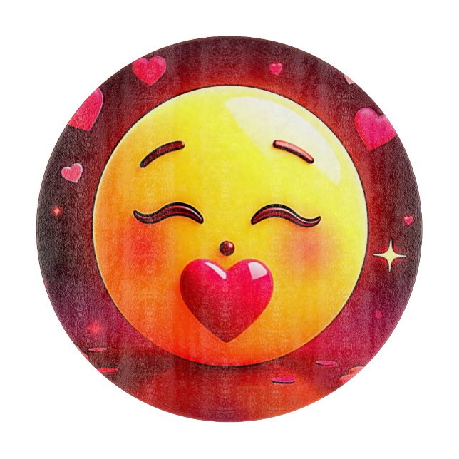 Emoji küssen Herzblasen Schneidebrett (Vorderseite)