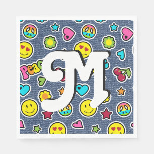 Emoji Lächeln-Denim-Mädchen Bday Party-Serviette Serviette