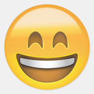 Emoji lächelnd Gesicht mit offenen Mund lächelnde  Runder Aufkleber