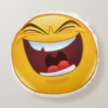 EMOJI LACHTEN - Kissen mit rundem Wurf (16")