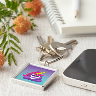 Emoji lila Unicorn kacken Schlüsselanhänger
