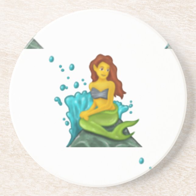 Emoji mermaid sandstein untersetzer (Vorne)