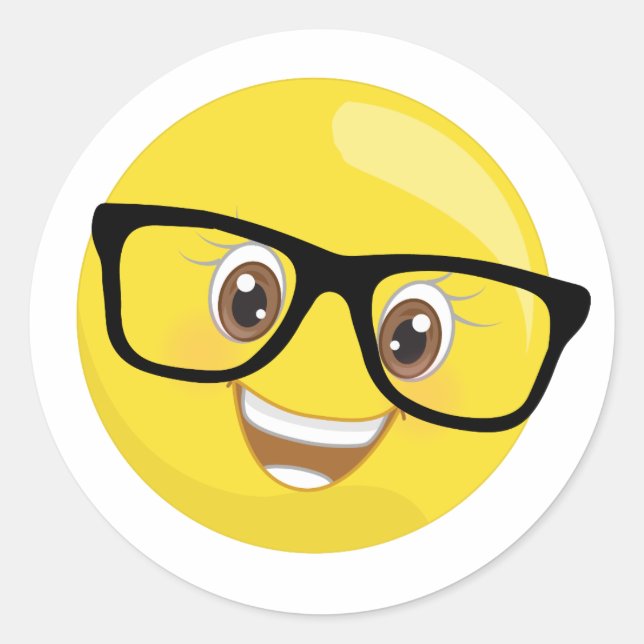 Emoji mit Brillenaufklebern Runder Aufkleber (Vorderseite)