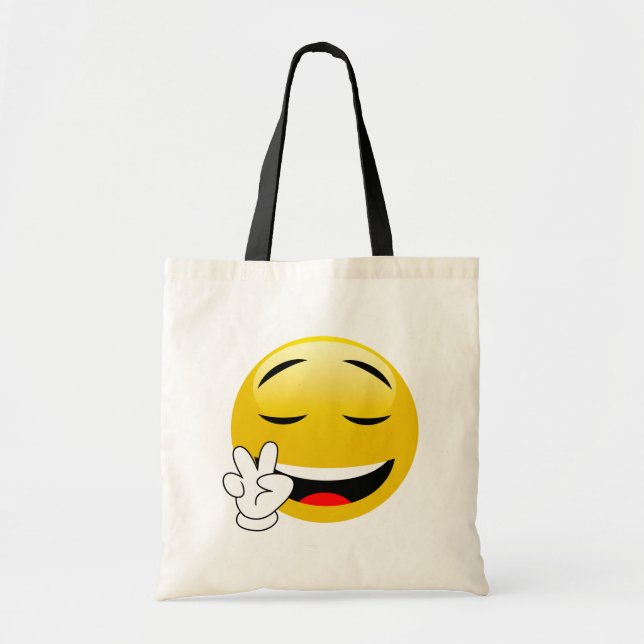 Emoji mit den Friedenszeichen-Händen Tragetasche (Vorne)