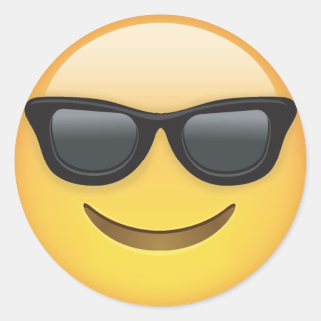 Emoji mit Sonnenbrille Runder Aufkleber (Vorderseite)