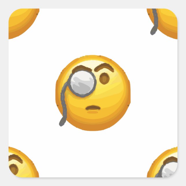 Emoji-Monokel Quadratischer Aufkleber (Vorderseite)