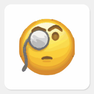 Emoji-Monokel Quadratischer Aufkleber