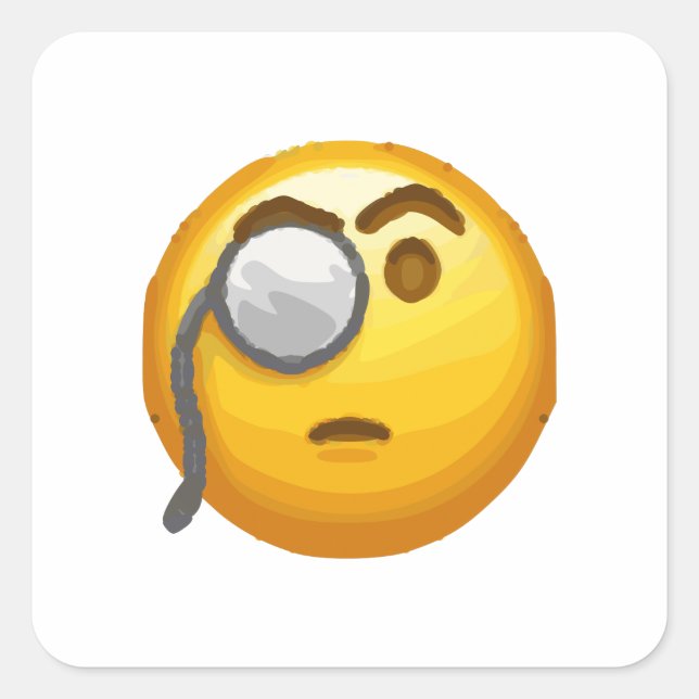 Emoji-Monokel Quadratischer Aufkleber (Vorderseite)