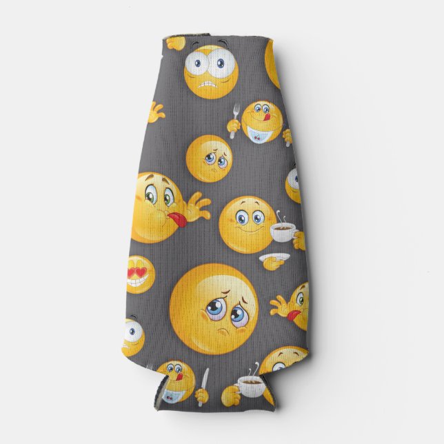 Emoji Muster 2 Flaschenkühler (Vorderseite)