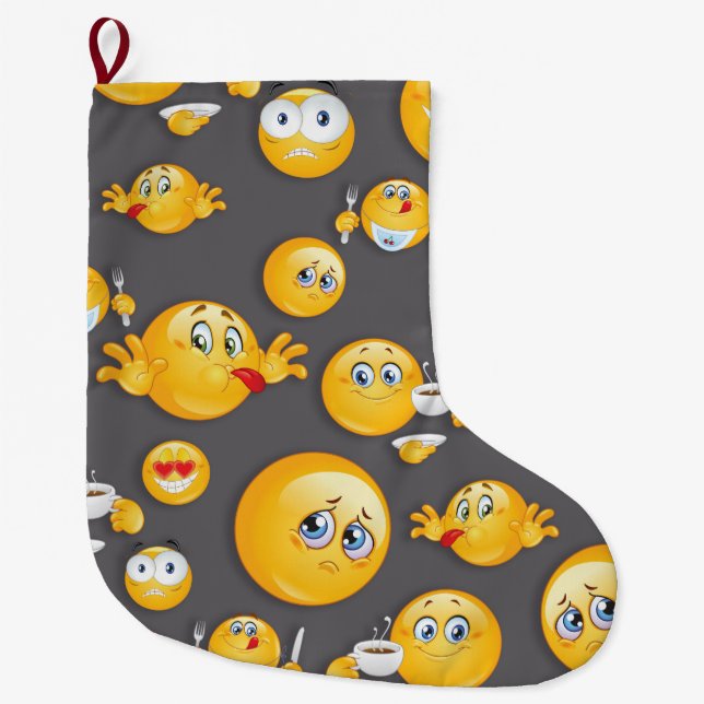Emoji Muster 2 Großer Weihnachtsstrumpf (Vorderseite)