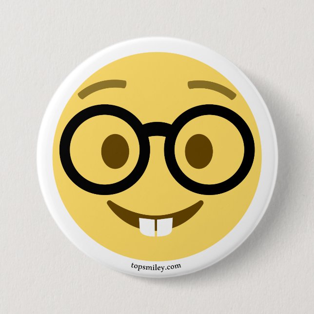 Emoji Nerd mit Brille und Hasenzähnen Button (Vorderseite)