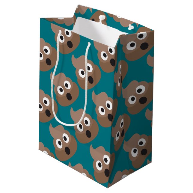 Emoji oh kacken mittlere geschenktüte (Rückseite Schrägansicht)
