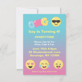 Emoji Ombre Girly Birthday Einladung