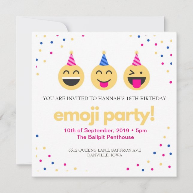 Emoji Party! Einladung (Vorderseite)