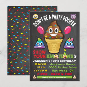 Emoji Party Icecream Pooper Invitation Anniversair