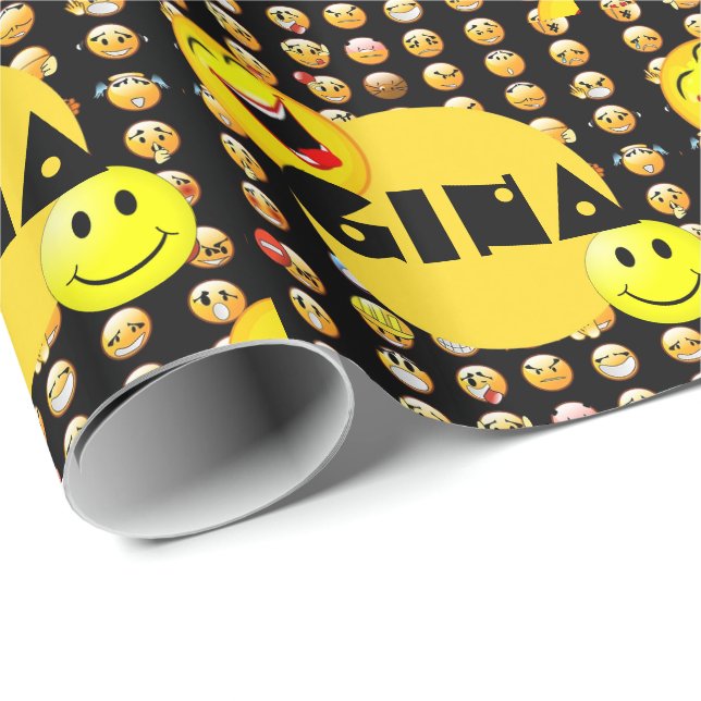 Emoji Party Personalisiert Geschenkpapier (Rolleneckpunkt)