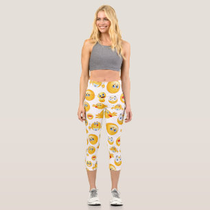 Emoji Pattern Capri Leggings