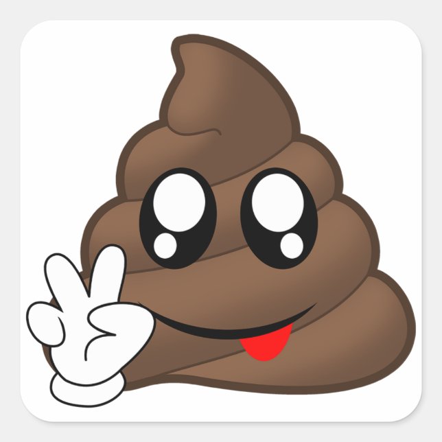 Emoji Peace Sign Hands gekackt Quadratischer Aufkleber (Vorderseite)