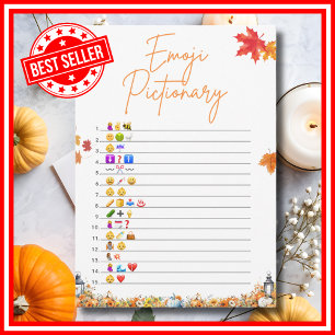 EMOJI PICTIONARY Baby Shower Game A Little Pumpkin Einladung