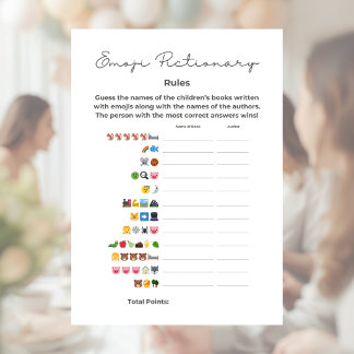 Emoji Pictionary Baby Shower Spiel mit Antworten Briefbogen