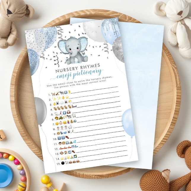 Emoji Pictionary Boy Elephant Baby Showspiel (Emoji Pictionary Boy Elephant Baby Shower Game)