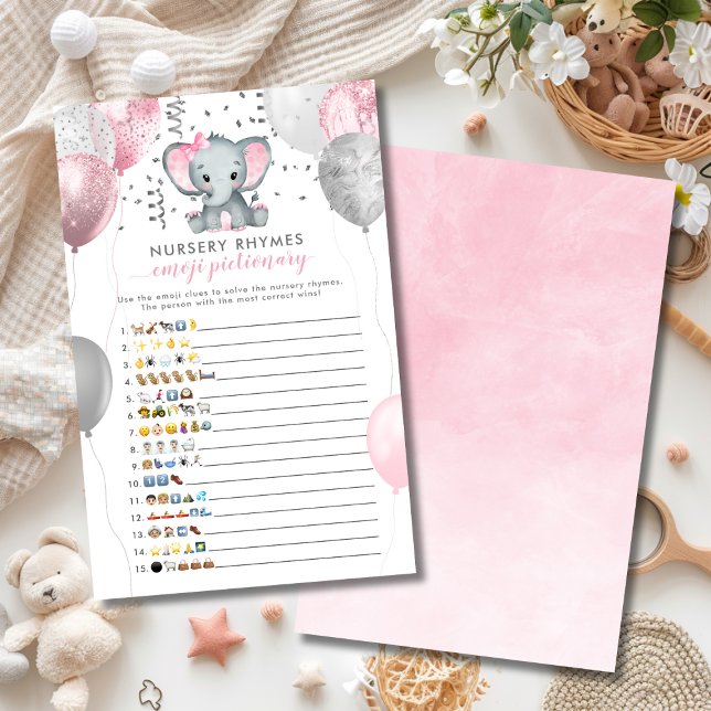 Emoji Pictionary Girl Elephant Baby Showspiel (Emoji Pictionary Girl Elephant Baby Shower Game)