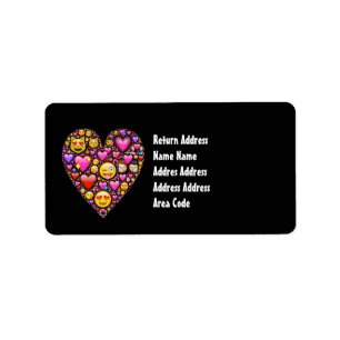 EMOJI Pink Black Girls Liebe Emoticons Party Adressaufkleber