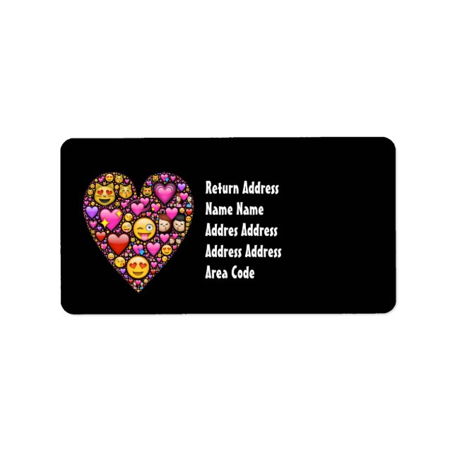 EMOJI Pink Black Girls Liebe Emoticons Party Adressaufkleber (Vorne)