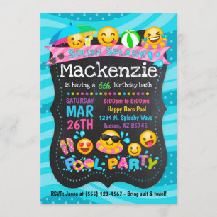 Emoji Pool Party Geburtstagseinladungen Einladung