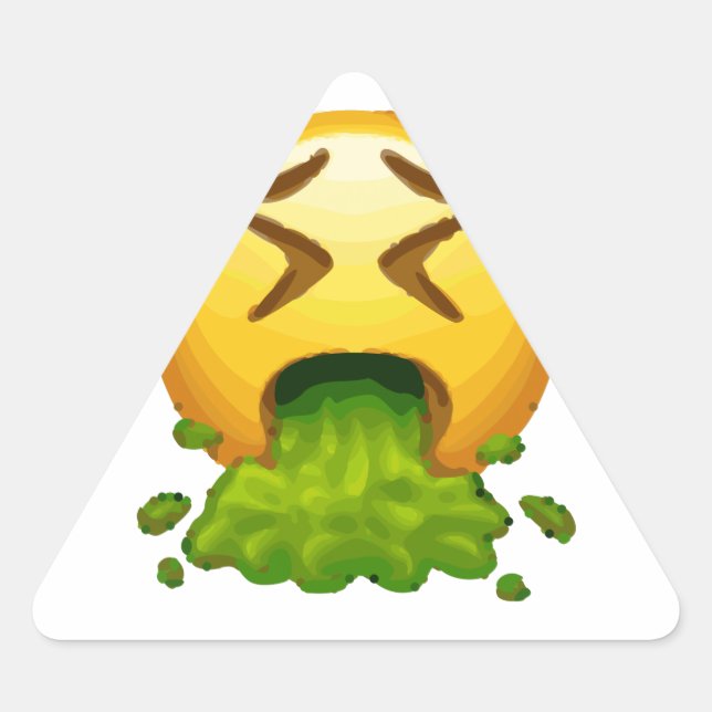 Emoji Puking Dreieckiger Aufkleber (Vorderseite)