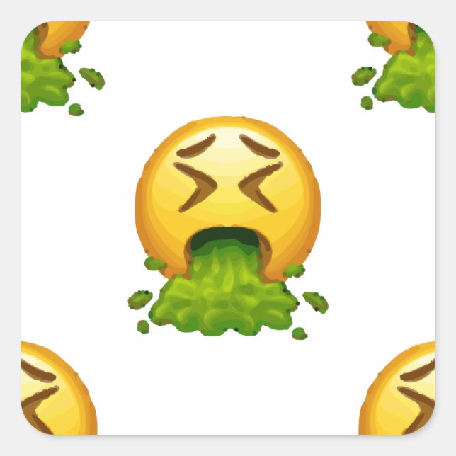 Emoji Puking Quadratischer Aufkleber (Vorderseite)