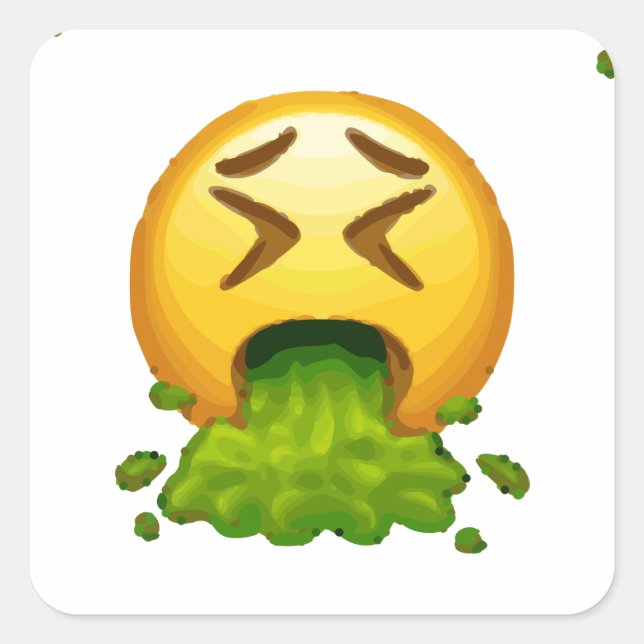 Emoji Puking Quadratischer Aufkleber (Vorderseite)