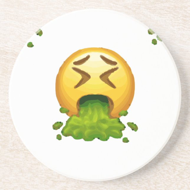 Emoji Puking Sandstein Untersetzer (Vorne)