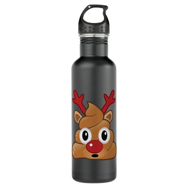 Emoji Reindeer Weihnachten gekackt Edelstahlflasche (Vorderseite)
