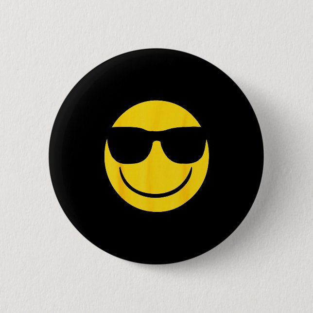 Emoji Retro Sungles Yellow Smile Face  Button (Vorderseite)