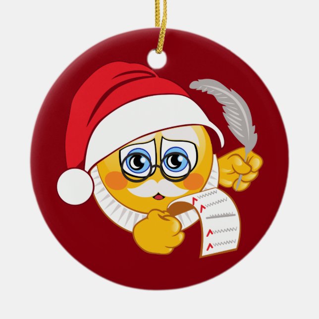 Emoji Sankt Weihnachtsverzierung Keramik Ornament (Vorne)