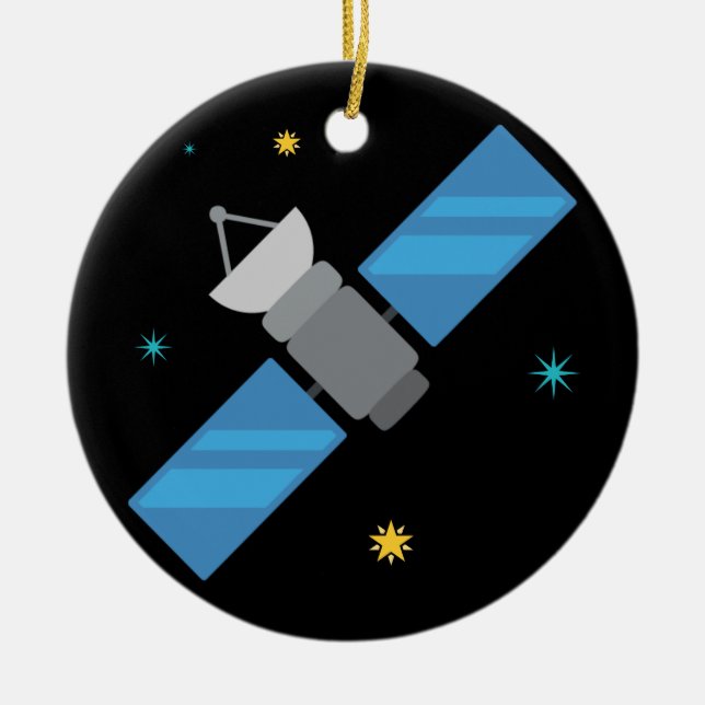 Emoji-Satellit Keramik Ornament (Vorne)