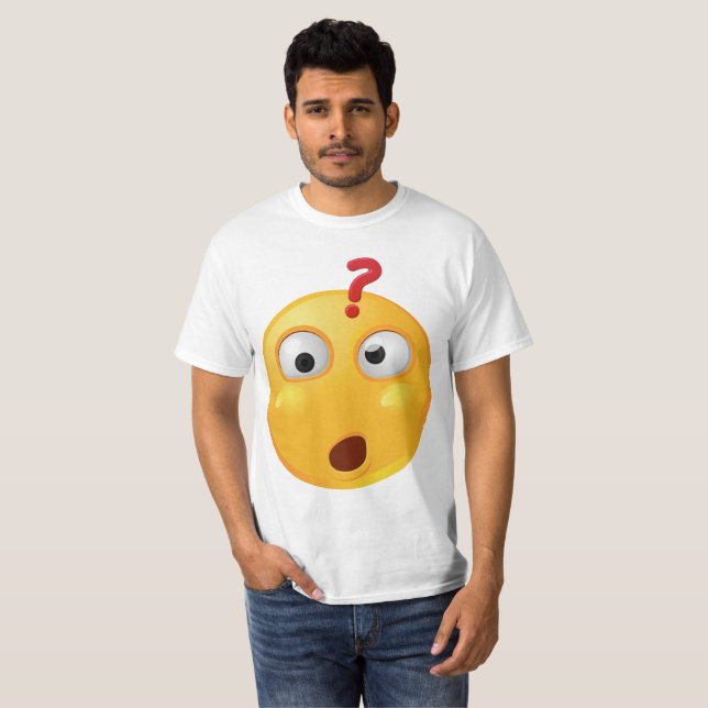 Emoji se demandant sur le T-shirt blanc (Devant entier)