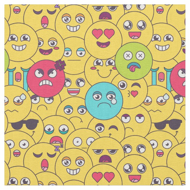 Emoji Seamless Pattern-farbige Cartoon Emotionen Stoff (Nahaufnahme)
